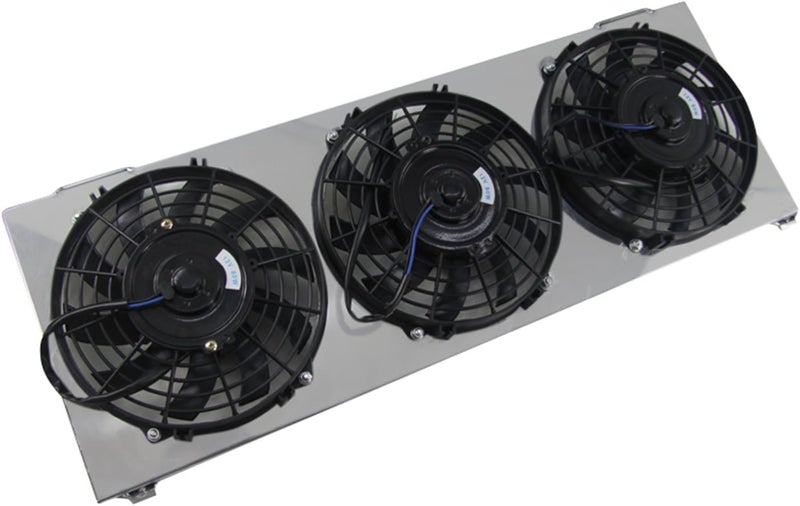 Cooling Care غطاء رادياتير من الألمنيوم متوافق مع رادياتير جيب شيروكي XJ من 1984 إلى 2001، غطاء ألمنيوم + مروحة 9 بوصة (3 قطع) + مجموعة ريلاي - Image 3